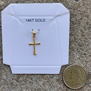 14K Yellow Gold Diamond-Cut Mini Cross Charm